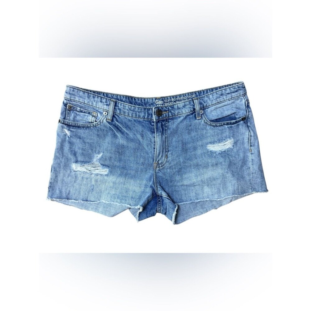 Gap Sexy Boyfriend Denim Shorts Distressed Light Wash Size 14 32